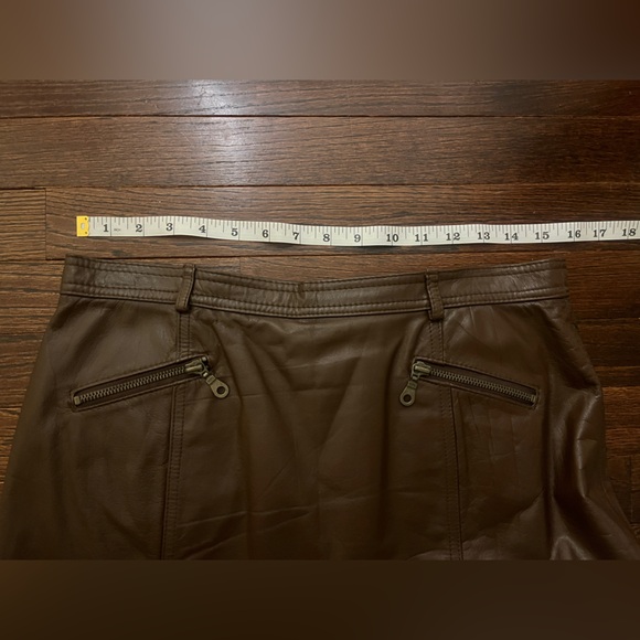 Vtg Together Brown Leather Pencil Skirt - Picture 3 of 4